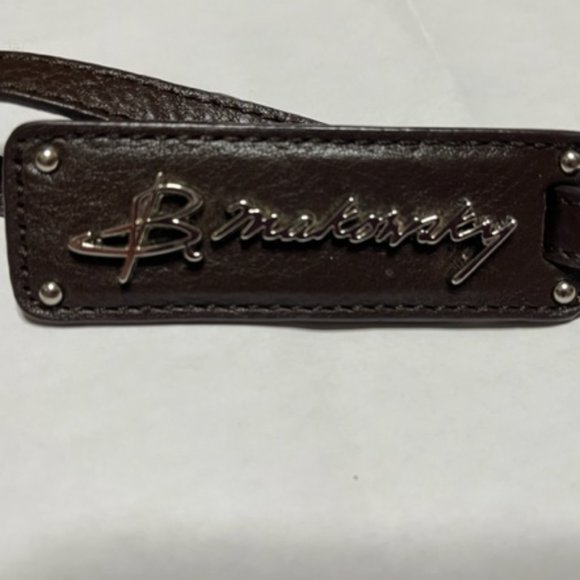 B. Makowsky Silver Metal & Leather Purse Charm Keychain w/Ring Luggage Tag 8.5" - Picture 6 of 14